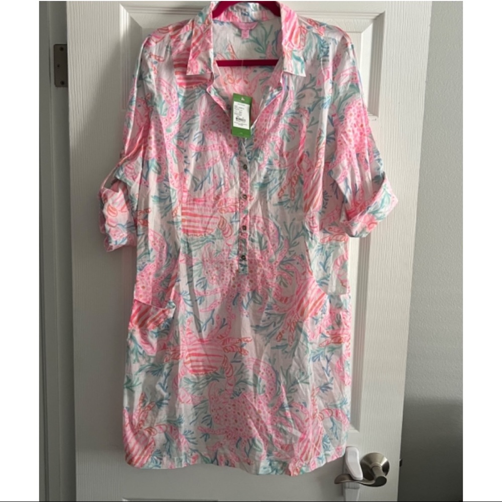 Lilly Pulitzer Pink & Aqua Floral Tunic Dress